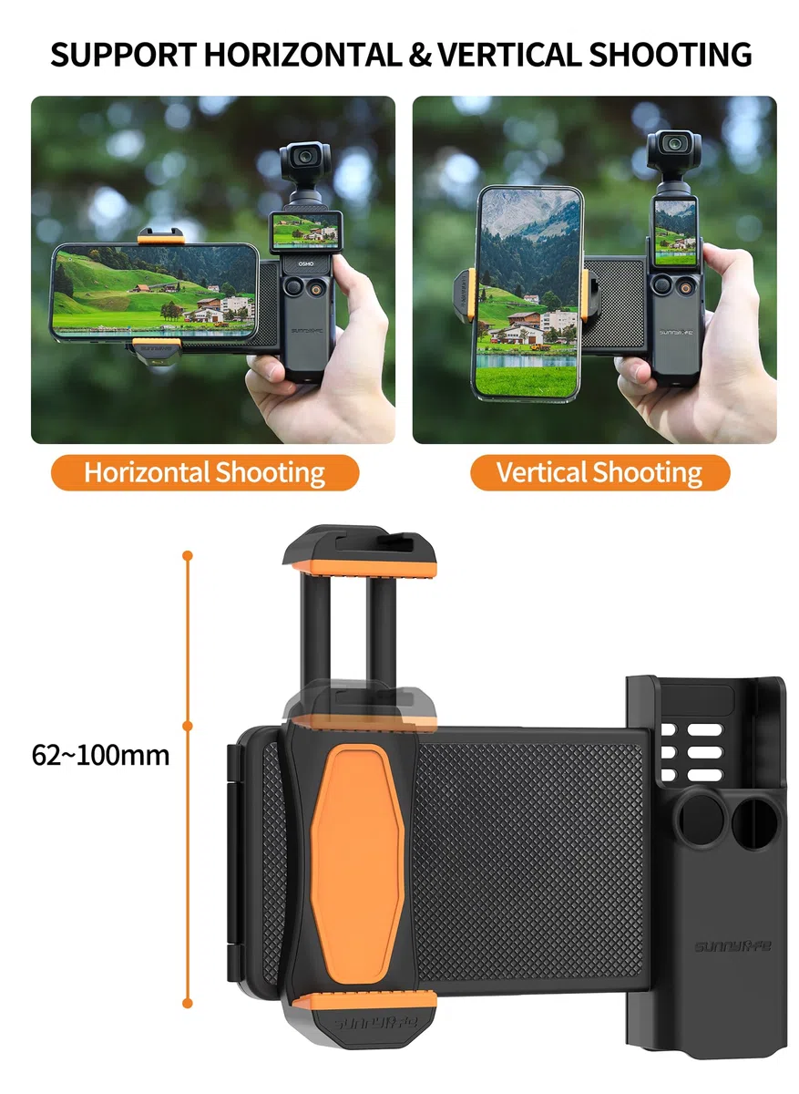 PALUMMA Soporte adaptador de expansión, para DJI Osmo Pocket 3, soporte adaptador de expansión con soporte para teléfono, filtros, tarjetas de memoria, funda organizadora (negro)