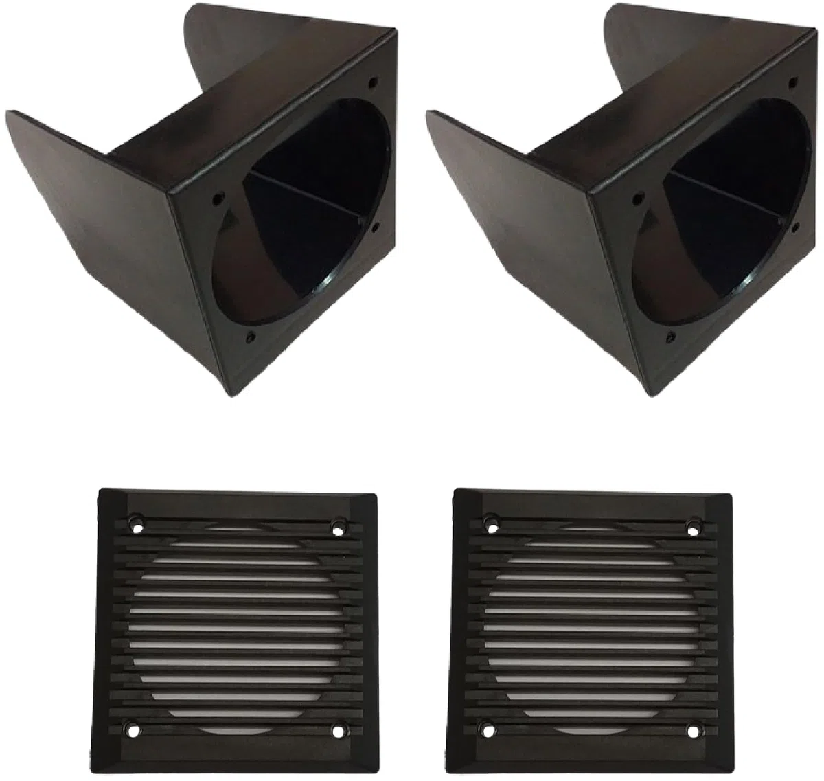 IPNOSIS Par Box + 2 rejillas negras para altavoces delanteros de 10 cm para Fiat Panda 141 de 1986 a 2003