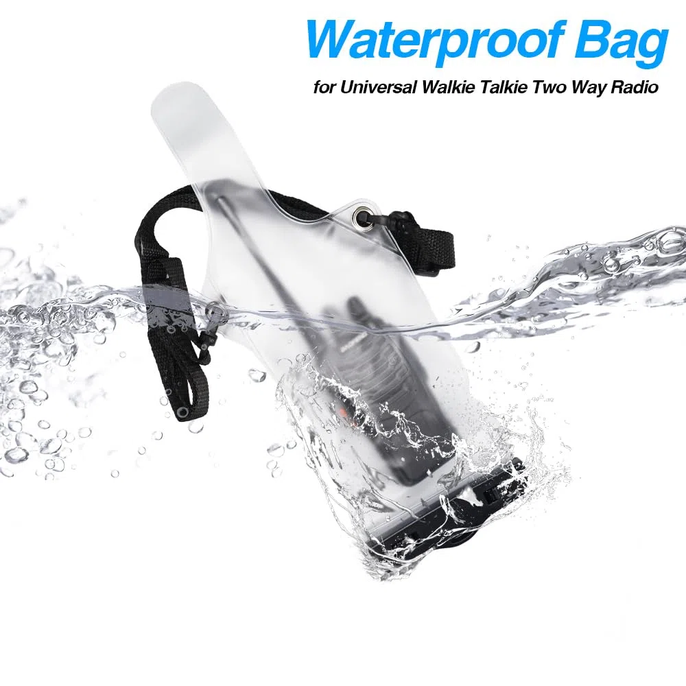 6 fundas universales impermeables para radio de dos vías, portátil, a prueba de lluvia, con correa ajustable, compatible con Motorola Kenwood Midland UV-3R UV-5R PX-888 Walkie Talkie Radio (blanco)