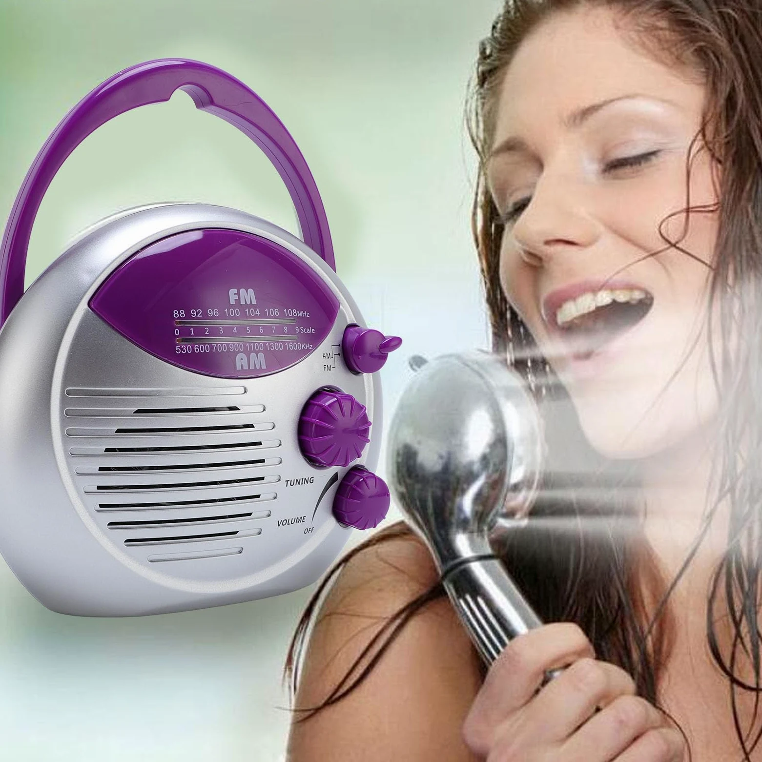 Radio de Ducha Portátil, Radio de Baño Impermeable Am ​​FM, Radios con Pilas para Baño Cocina Al Aire Libre, FM: 88-108 MHz, Am: 530-1600 KHz, Calidad de Sonido Clara