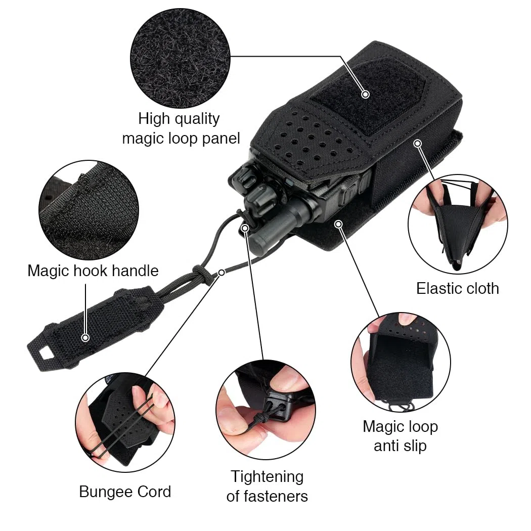 Bolsa táctica Molle para radio, soporte universal para walkie talkie Motorola BaoFeng UV-5R BF-F8HP ajustable almacenamiento rifle bolsa de revista, Negro , Bolsa táctica para radio