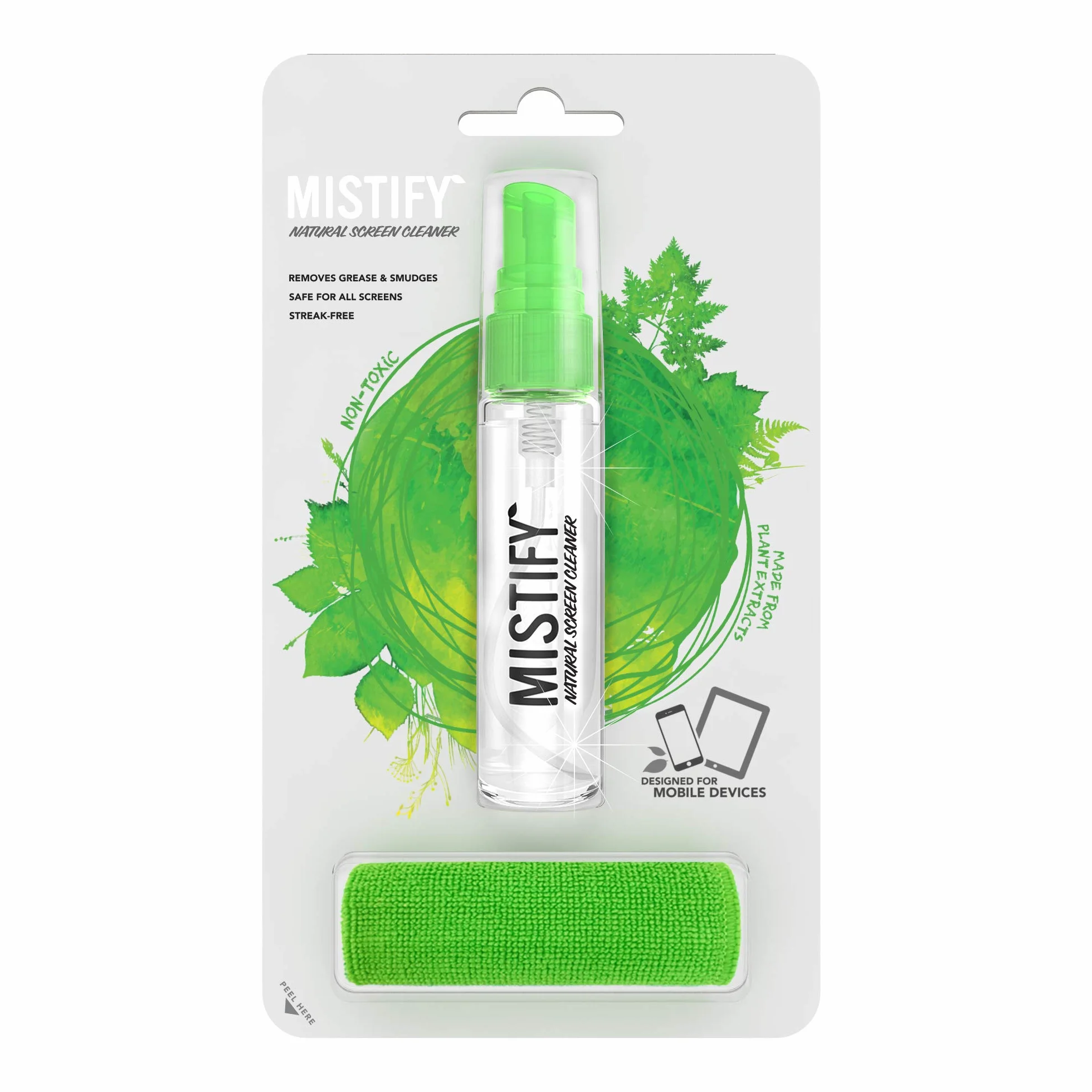 Mistify MIST-SC1-40ML - Spray Natural de Pantalla + Gamuza Microfibra antibacteriana, Transparente