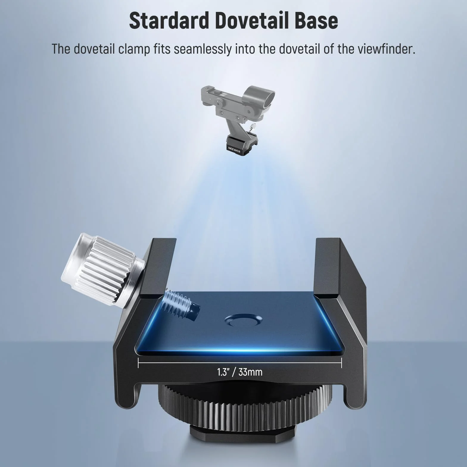 NEEWER Adaptador de Montura de Buscador de Telescopio con Zapata Fría y Rosca de 1/4" para Montura de Zapata de Cámara,Base de Cola de Milano de Buscador Estándar de 33mm para Astrofotografía, LS-T16