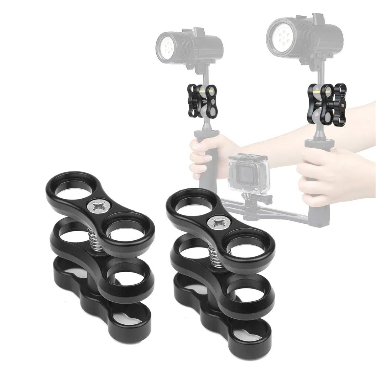 2 Soportes Aluminio 1 Pulgada para Soporte balón Buceo bajo el Agua Sistema Bandeja cámarae Buceo fotografí