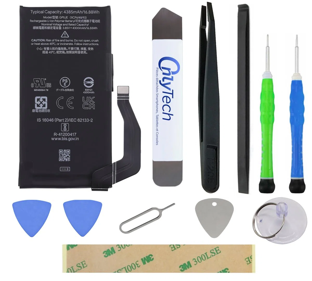 Kit de reparación de batería premium GP5JE para Google Pixel 7A – 4385mAh – Calidad original con 10 herramientas y adhesivo
