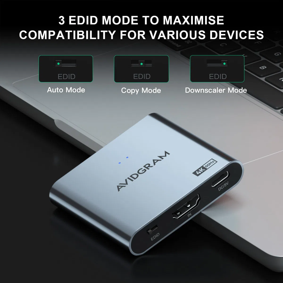 Splitter HDMI 1 In 2 out 4K 60Hz 4:4:4, AVIDGRAM HDMI 2.0 Divisor4K HDR with Copy, Downscaler, and Auto Mode Compatible with Xbox, PS4 Pro, PS5