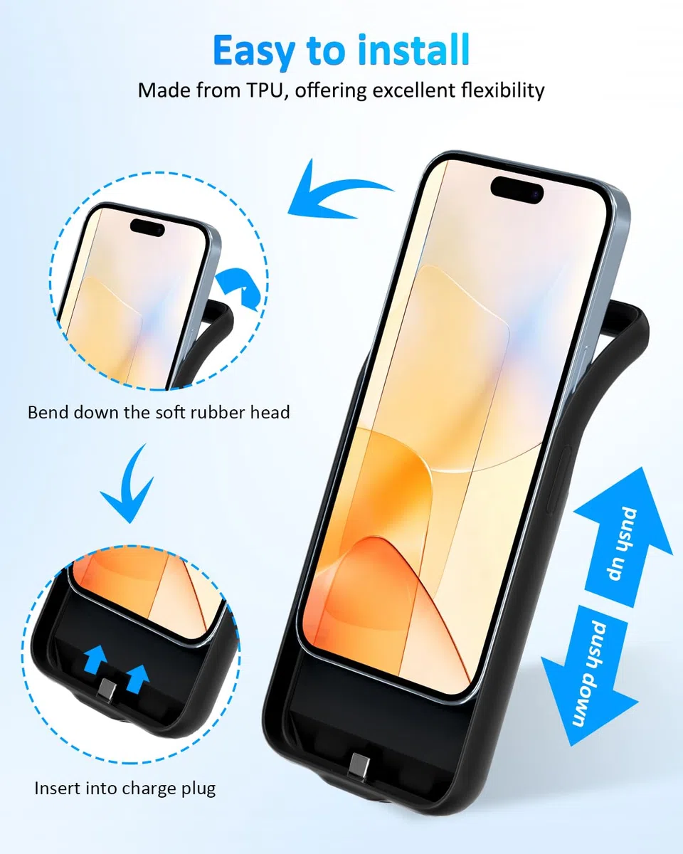Funda de batería para iPhone 14/13, 8500 mAh, recargable, cargador rápido extendido, portátil, batería de respaldo para iPhone 13/14 (6.1 pulgadas), color negro
