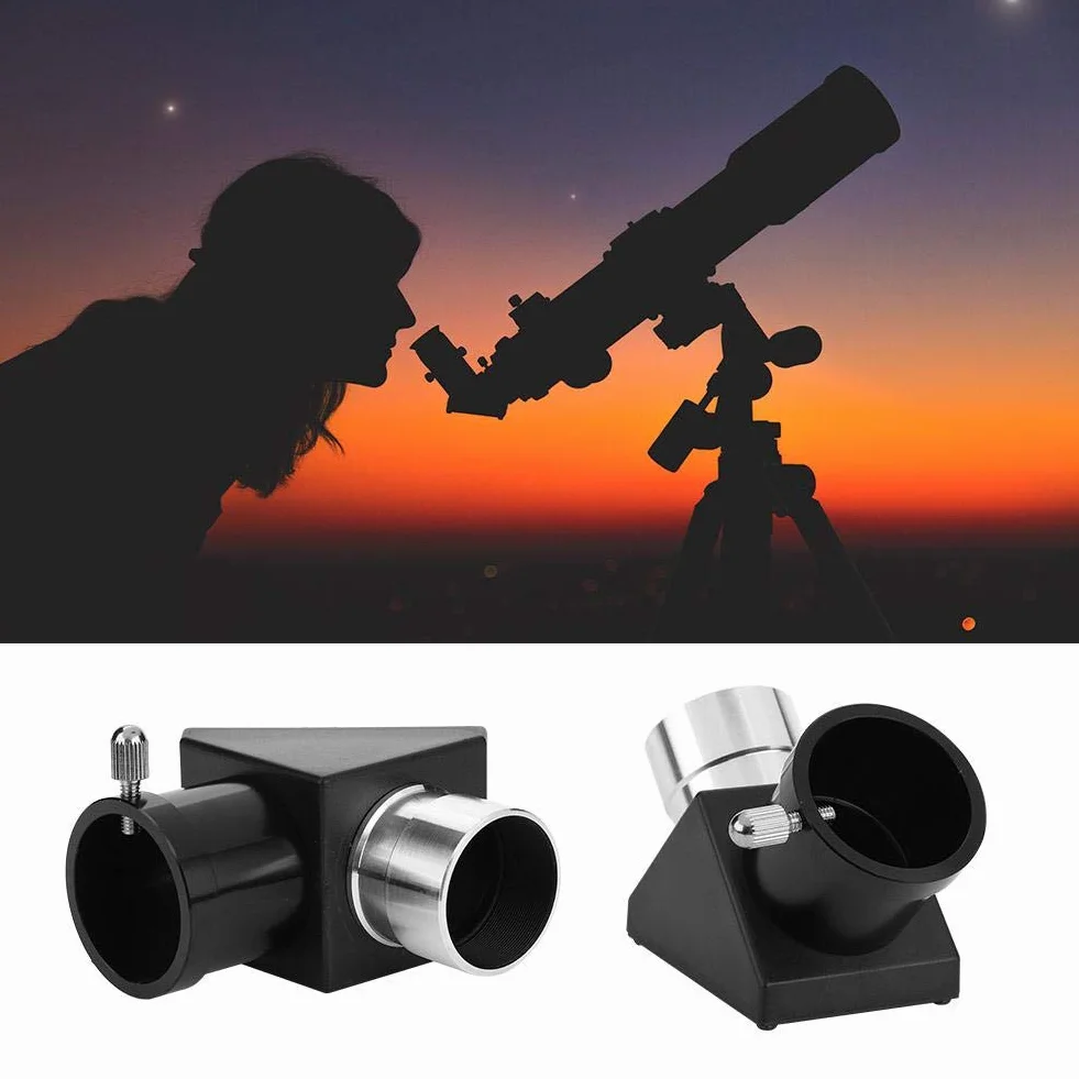 Nikou Espejo cenital de 1,25 "y 90 Grados para telescopio, Adaptador Diagonal, Prisma de Imagen Invertida, Espejo cenital