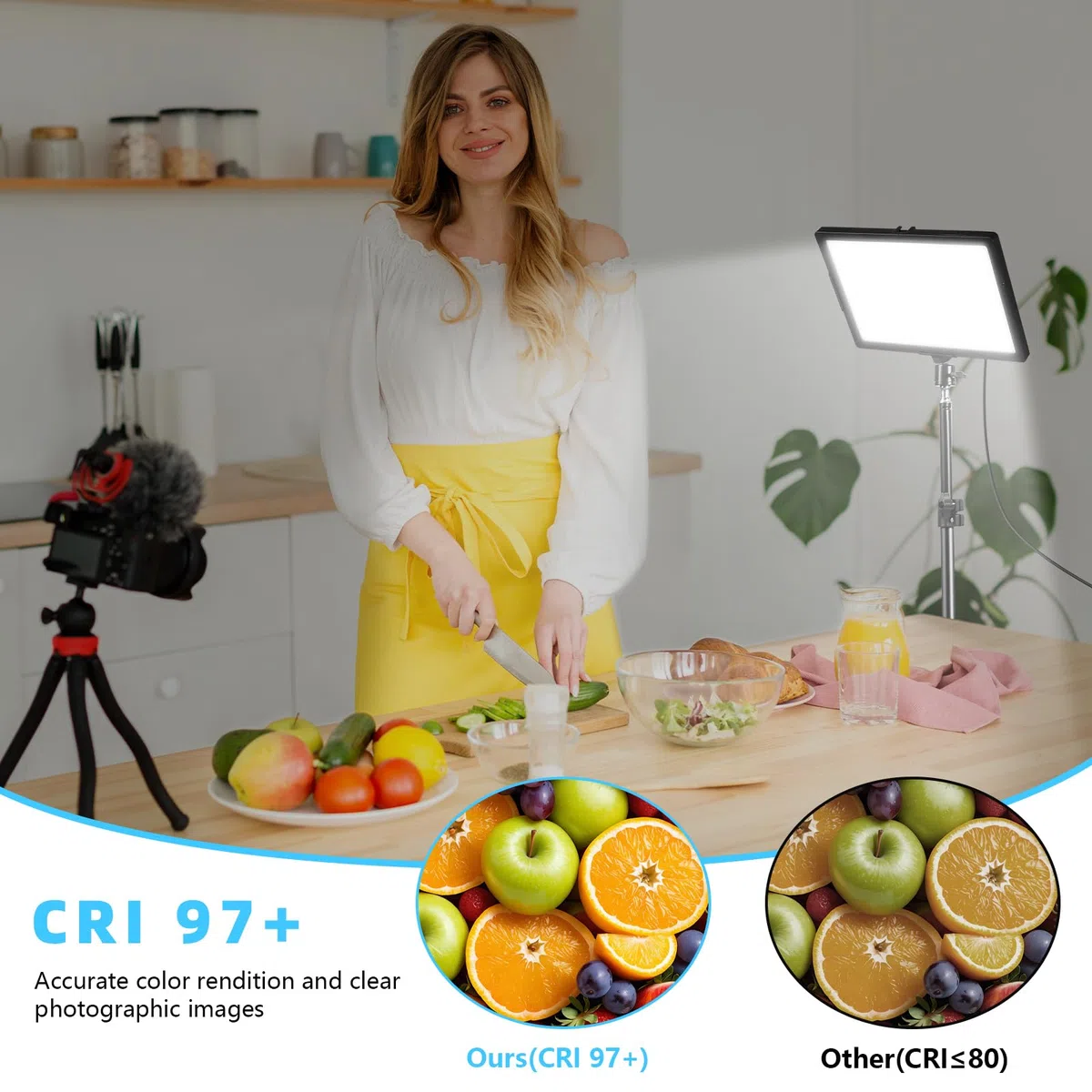 Luz LED Foto Video 2-Pack, Luz LED Continua USB Bicolor 2800-6500K Regulable, 173cm Kit de Iluminación Fotográfica con Trípode para Estudios, YouTube TikTok Grabación de Video,Juego Streaming