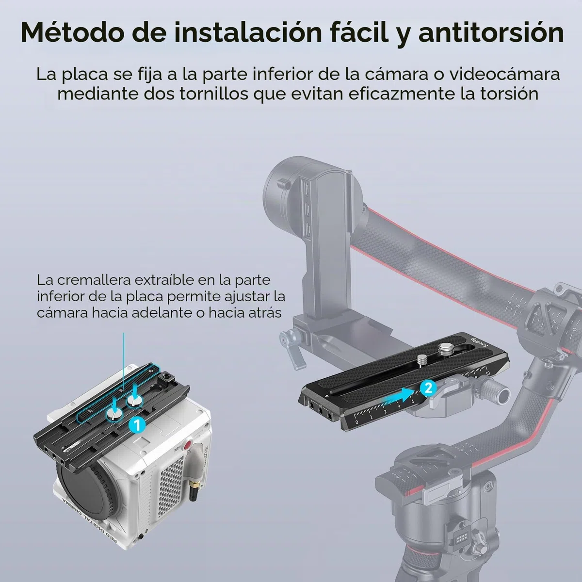 SMALLRIG Placa de Liberación Rápida para MFT-Type Compatible con dji RS 2 / RSC 2 / Ronin-S/RS 3 / RS 3 Pro/RS 4 / RS 4 Pro - 3158B