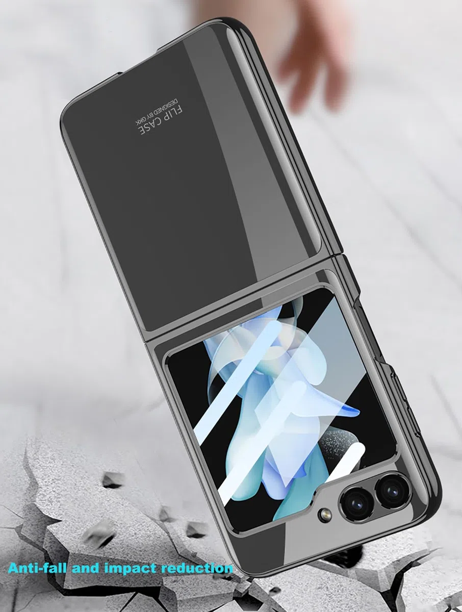 COQUE Funda Samsung Flip 6 Funda Protectora Fantasma Galvanizada, Funda Delgada con Película Todo Incluido, Funda para Teléfono Plegable para Samsung Galaxy Z Flip 6 5G-Oro