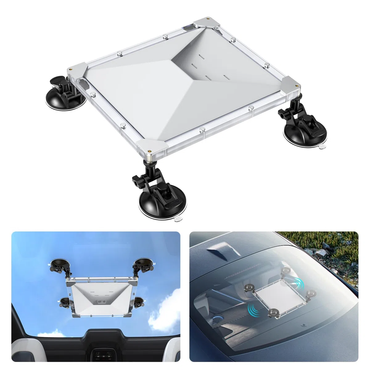 Soporte Starlink Mini, Succión 2 en 1 para Auto con Funda Protectora para Starlink Mini Dishy, Fuerte Sujeción y Montaje Seguro para Ventanas y Techo Solar, Accesorios Premium para Starlink