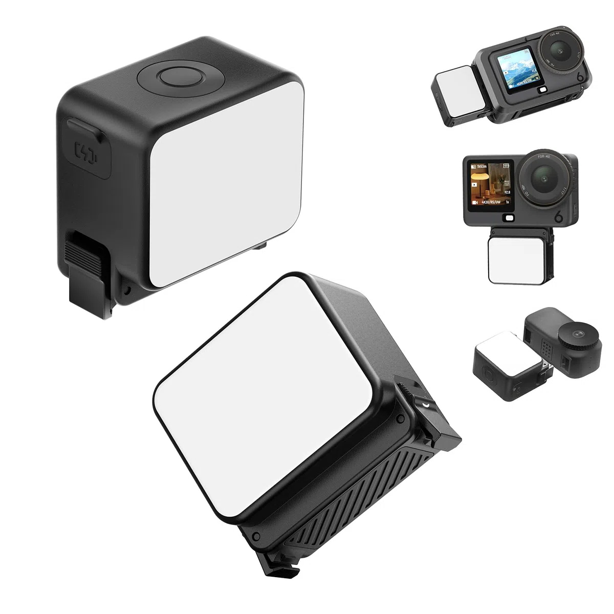 ULANZI LM24 Mini Luz de Vídeo para dji Osmo Action 6/Osmo Nano, Luz de Vídeo de Relleno con Fijación Magnética Rápida, Luz Fotográfica con Batería de 500mAh para Cámara de Acción