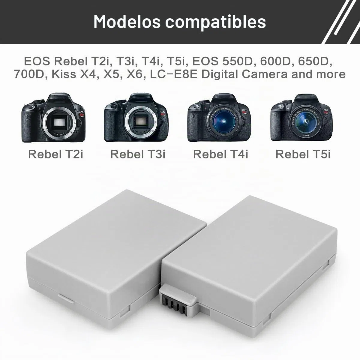 ENEGON Batería de Repuesto (Paquete de 2) y Cargador rápido rápido para Canon LP-E8 y Canon EOS Rebel T2i, T3i, T4i, T5i, EOS 550D, 600D, 650D, 700D, Kiss X4, X5, X6 y LC-E8E Cámara Digital