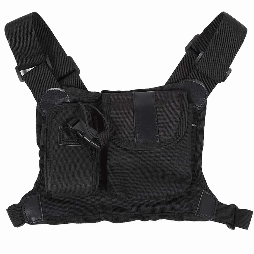 ASHATA Soporte de Bolsa multifunción para Radio de Dos vías Paquete Frontal Estuche de Transporte Bolsa de Pecho para Walkie Talkie Radio