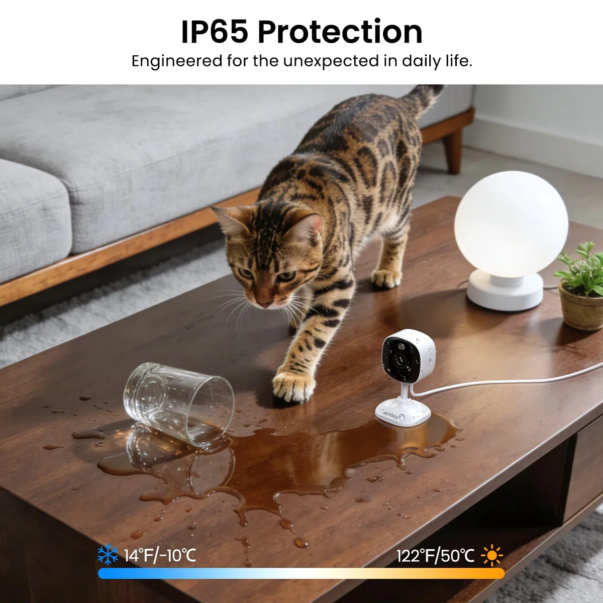 AOQEE Cámara Vigilancia WiFi Interior/Exterior - 2K Camaras Vigilancia Domicilio WiFi Seguridad IP65, Visión Nocturna Color, Detección Humana, Sirena, 24/7 Grabación Continua, Compatible Alexa, C1