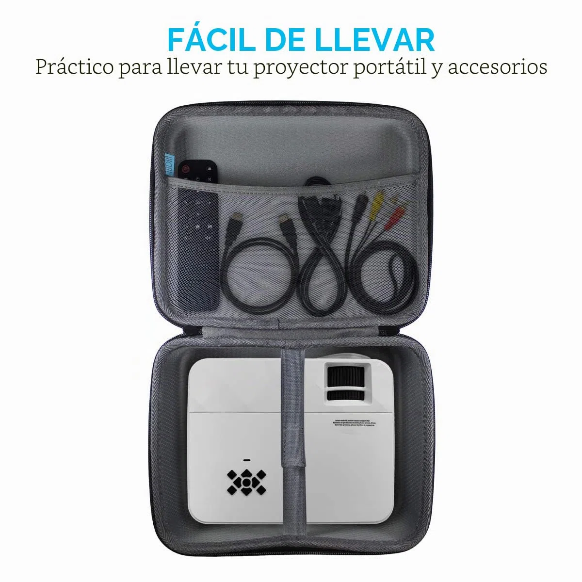 TUDIA Funda rígida vacía de EVA para almacenamiento fácil de transportar compatible con el mini proyector TopVision 2400Lux, funda portátil para mini proyectores y accesorios