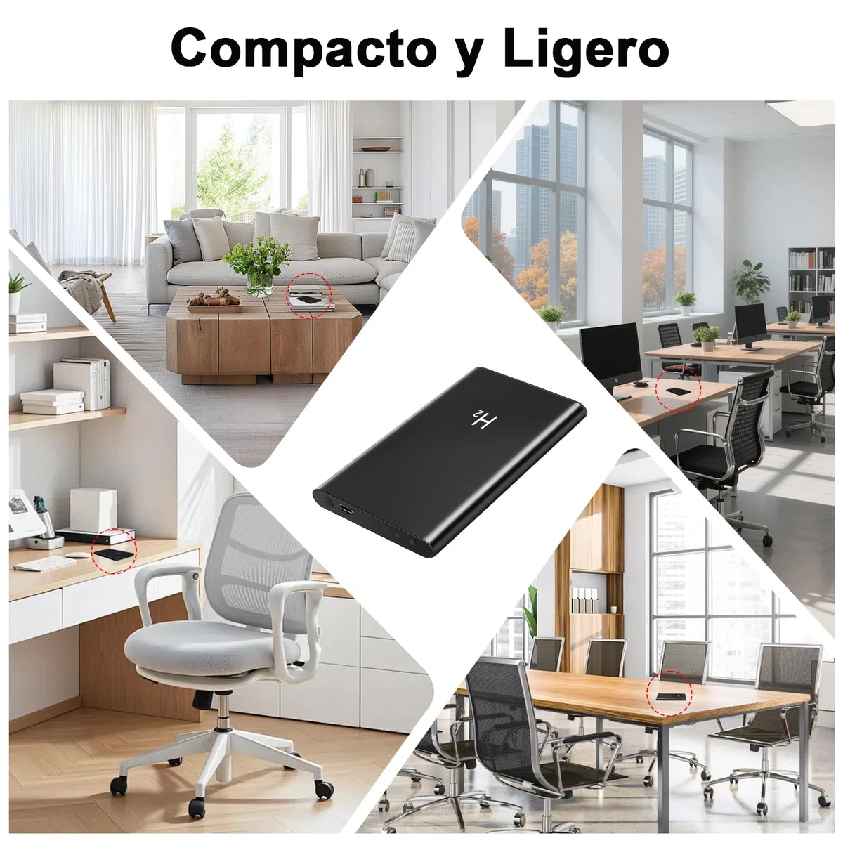 Cámara Oculta, Cámara Espía 2 en 1 con Batería Externa de 5000 mAh, Mini Cámara Espía Oculta con Resolución HD 1080P, Visión Nocturna y Grabación en Bucle