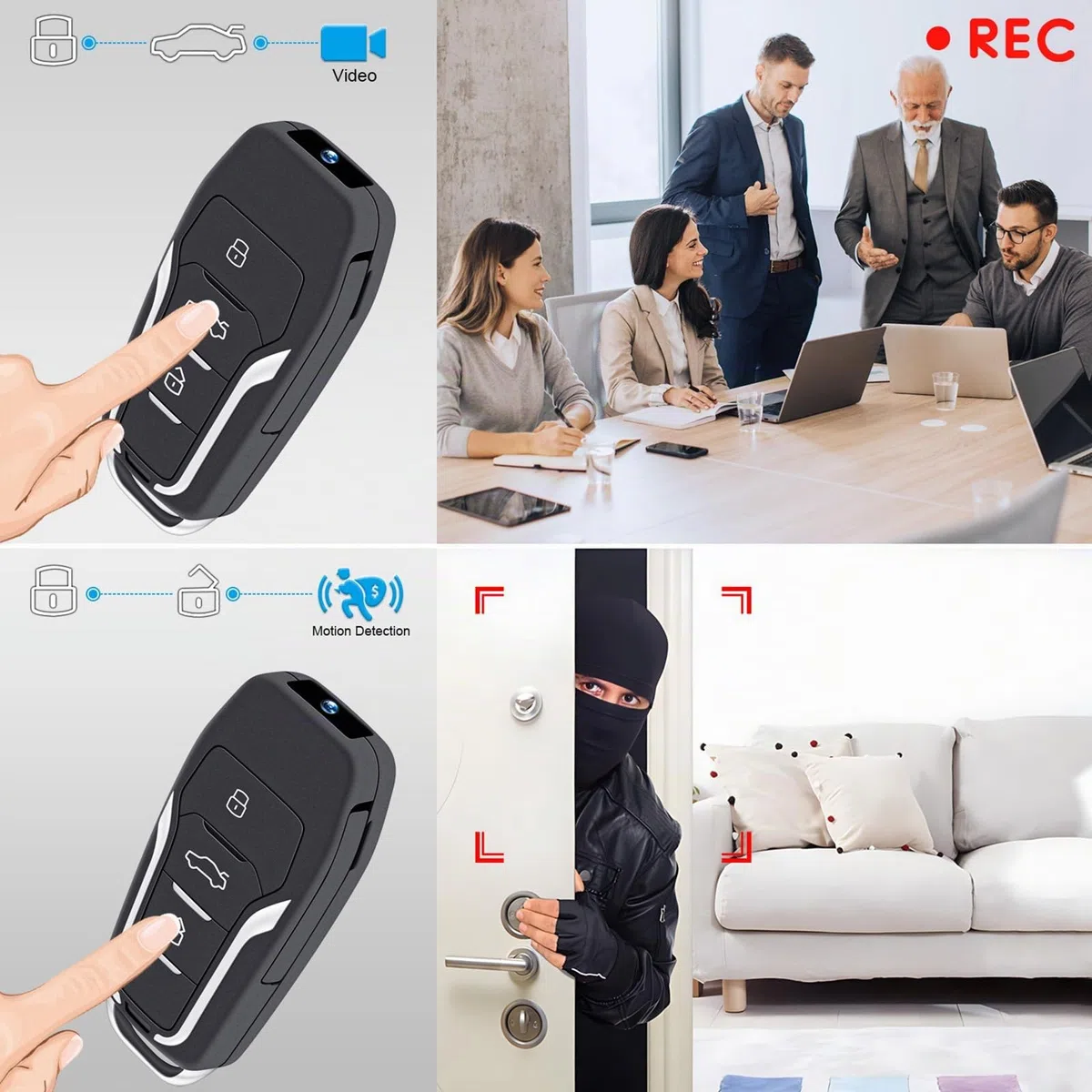 HGYGHO 64GB Mini Cámara Llave del Coche, Cámara de Vídeo Pequeña 1080P Portátil Mini Cámaras de Vigilancia Car Key, Micro Cámara de Seguridad con Detección de Movimiento para el Hogar