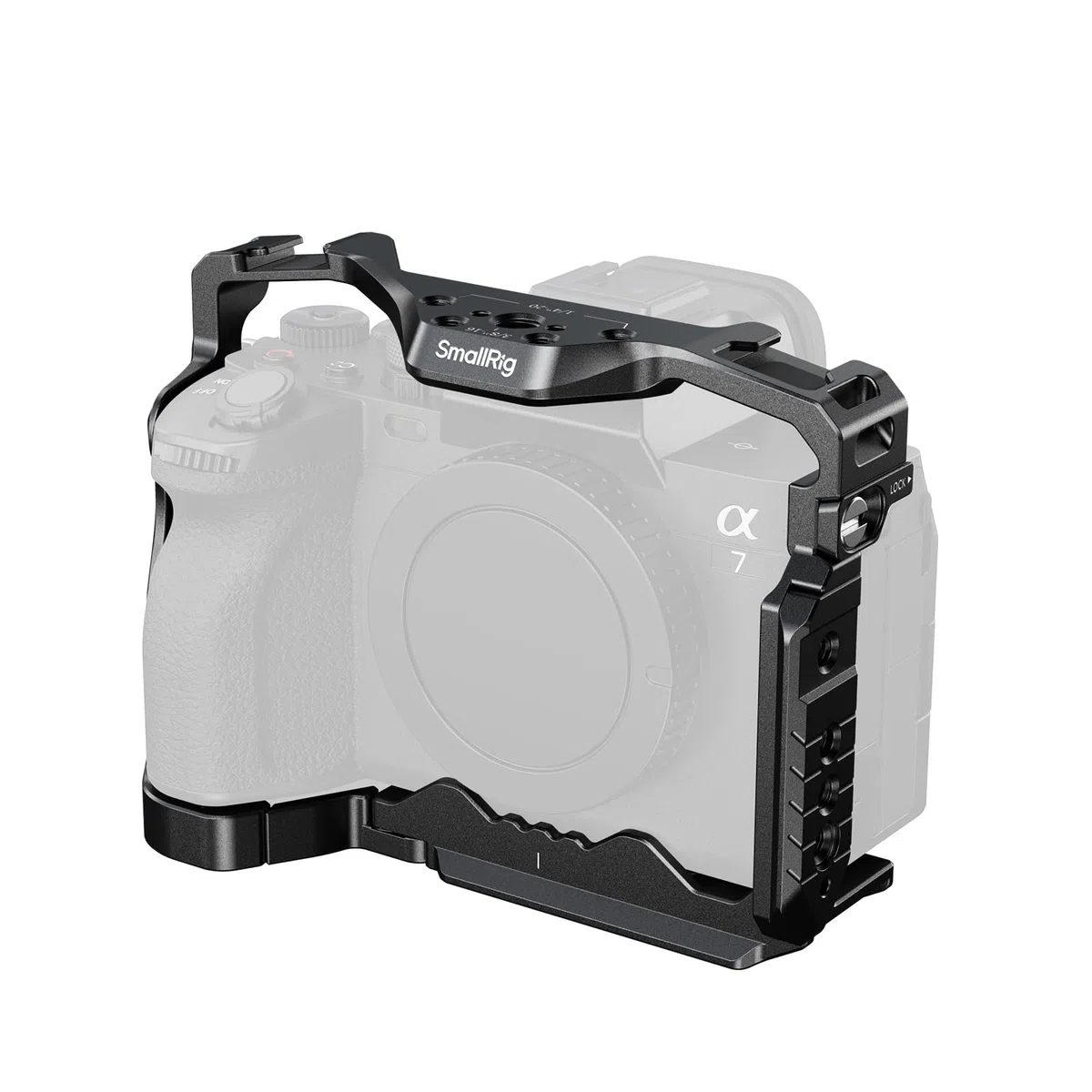 SMALLRIG Jaula de liberación rápida HawkLock para Sony Alpha 7R V/Alpha 7 IV/Alpha 7S III/Alpha 1/Alpha 7R IV/Alpha 7 V, Placa QR integrada para Arca, Zapatas frías (versión Mejorada) - 3667C
