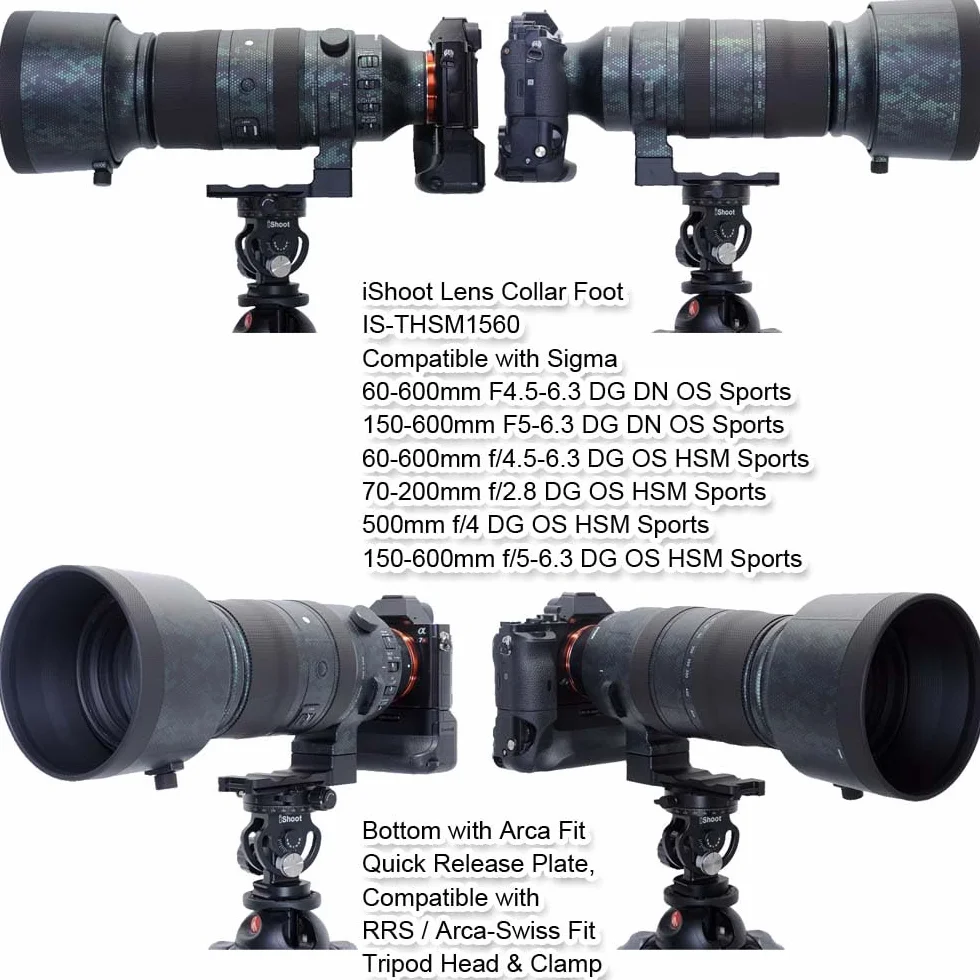 Soporte de soporte de anillo de soporte para trípode de pie compatible con Sigma 150-600 mm f/5-6.3 (DG DN OS Sports) (DG OS HSM Sports); 60-600 mm f/4.5-6.3 (DG DN OS Sports) (DG OS HSM Sports)