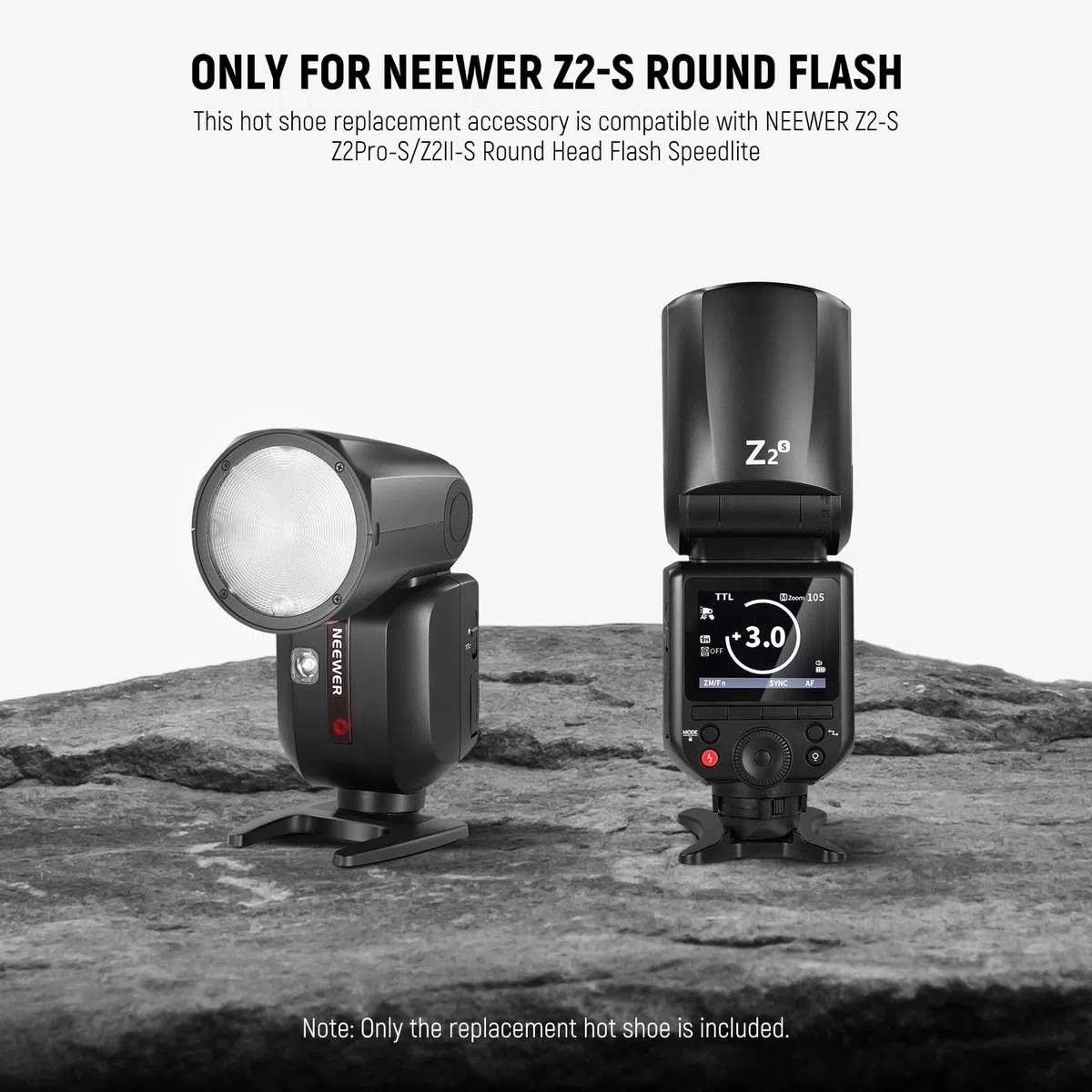 Neewer Z2-S Zapata Repuesto Flash Cabeza Redonda, para Z2-S/Z2Pro-S/Z2II-S Compatible con Sony Camera, Adaptador Zapata Speedlite Pieza Reparación con Interfaz Contacto Metálico Mejorada