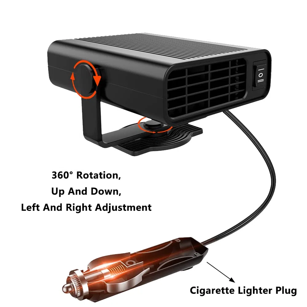 12V 12W 2 en 1 Calentador de automóvil Ventilador de automóvil eléctrico Descongelador de ventana Desempañador de ventana Rotación de 360 ​​​​°