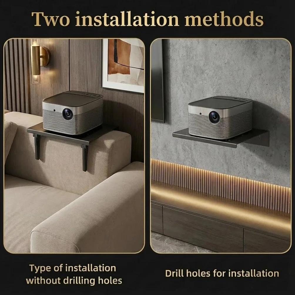 Soporte de Proyector de Metal sin Perforación para Sofá y Mesita de Noche, Soporte de Pared Oculto para Proyector para Cama/Sofá, Soporte de Pared para Proyectores para Sala de Estar, Adecuado para