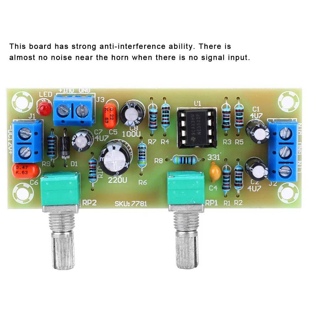 Placa de Preamplificador, Filtro de Paso Bajo de Subwoofer Control de Volumen Módulo de Placa de Preamplificador DC10-24V
