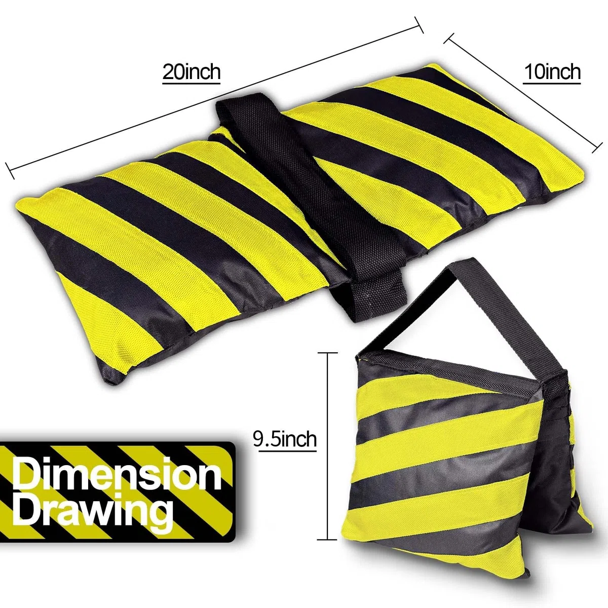 EMART 6 Pcs Bolsas de Arena Resistente para Estudio de Fotografía y Video, Trípode, Jardín - Amarillo/Negro