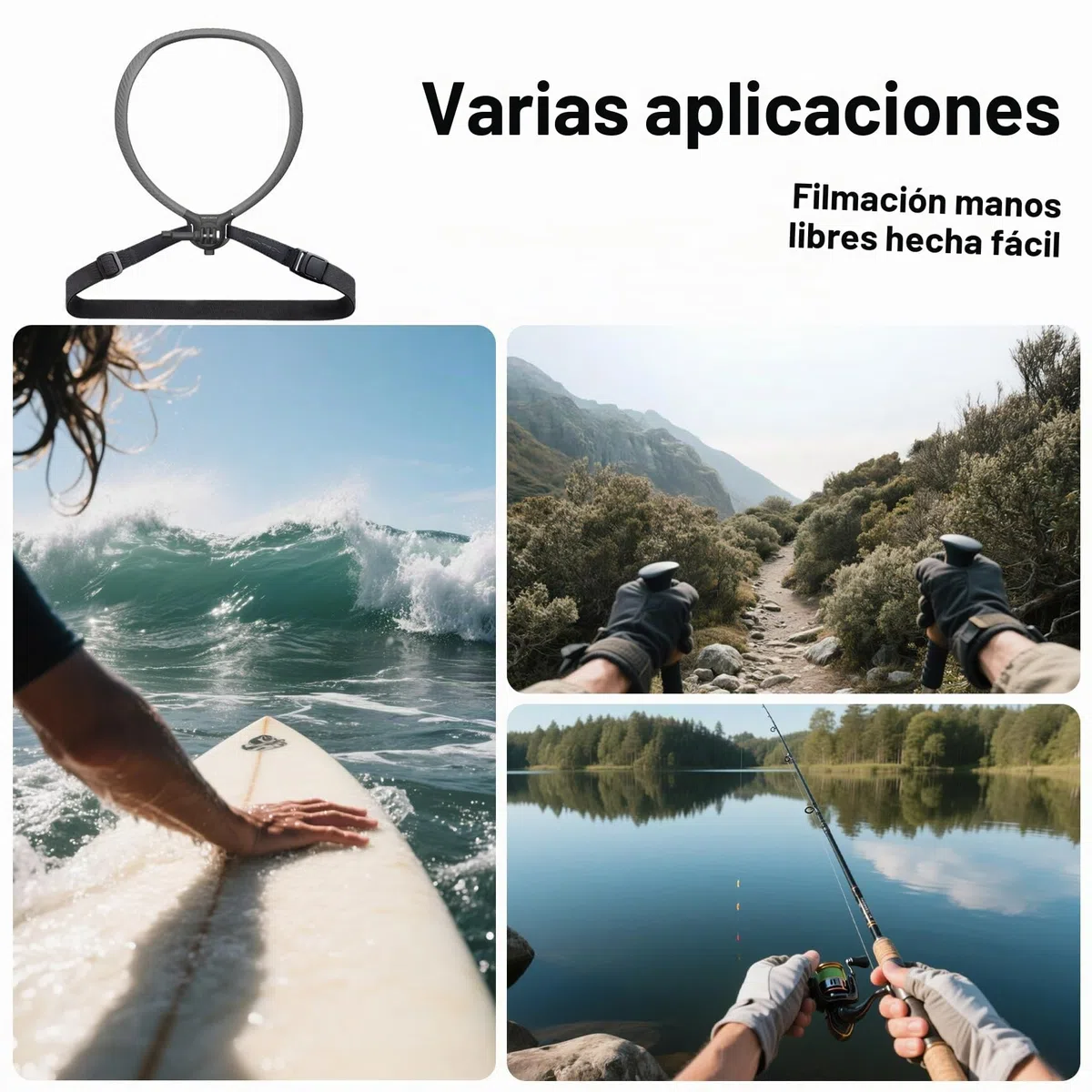 PGYTECH CapLock Soporte de Cuello Montura POV Correa Manos Libres para dji OSMO 360, Action 6/Pocket 4, para GoPro Hero 13/12, Cordón para Insta360 Ace Pro 2, Accesorio de Cámara de Acción