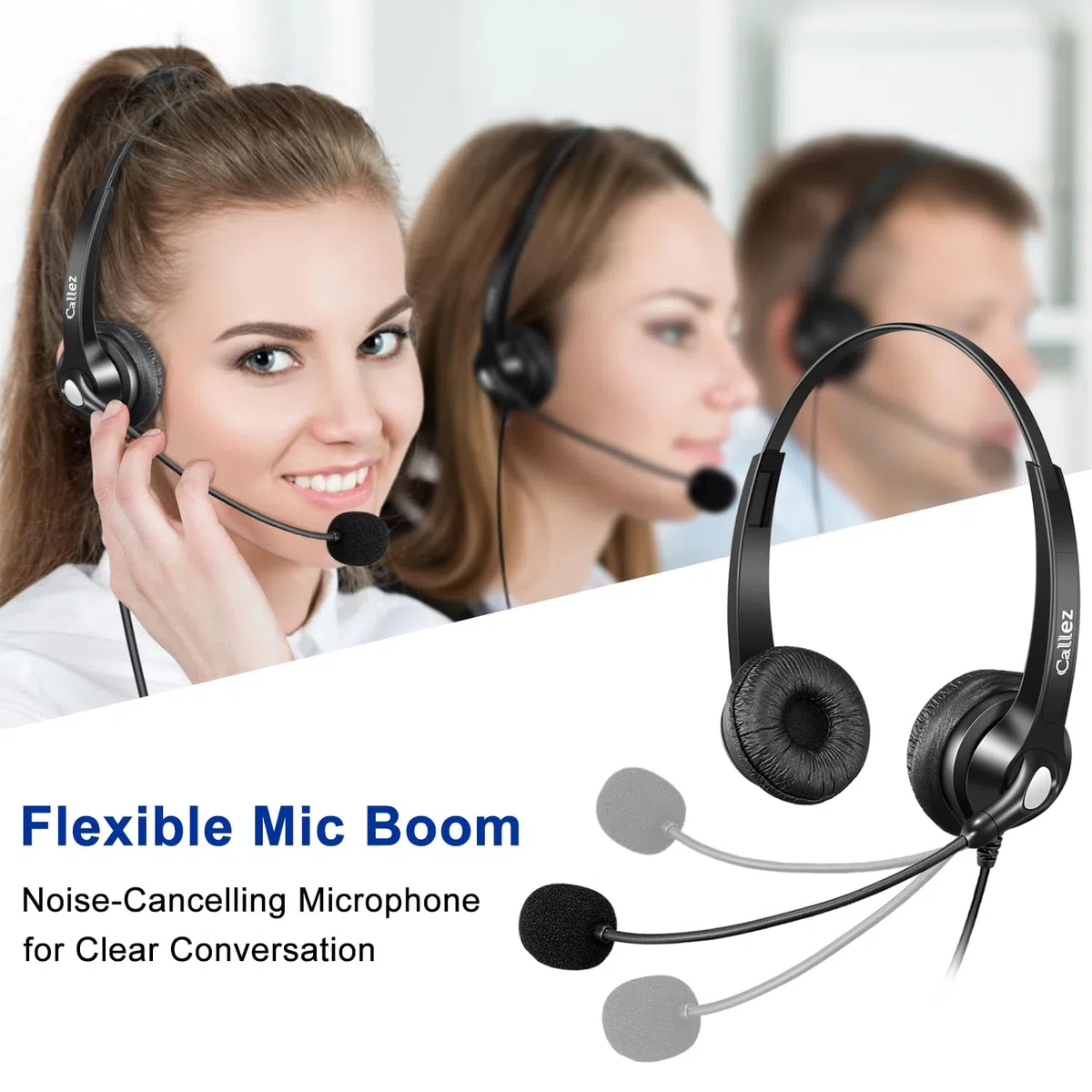 Auriculares Teléfono Fijo RJ9, Micrófono con Cancelación de Ruido, Cascos Binaurales para Cisco 7821 7975G 7811 7942G 8841 8851 9971 Teléfonos IP Oficina Call Center, Plantronics M12 M22 Amplificador
