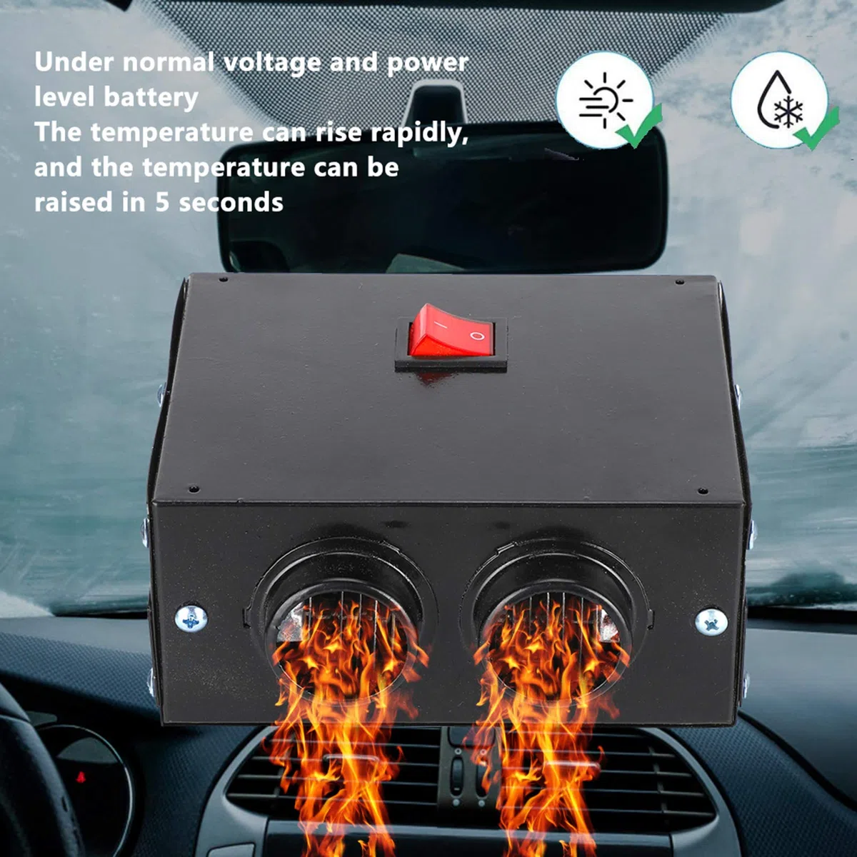 Calentador de coche de 12 V, ventilador de calefacción y refrigeración 2 en 1, ventilador eléctrico portátil calentador para automóvil, ventilador silencioso, calentamiento rápido 600W