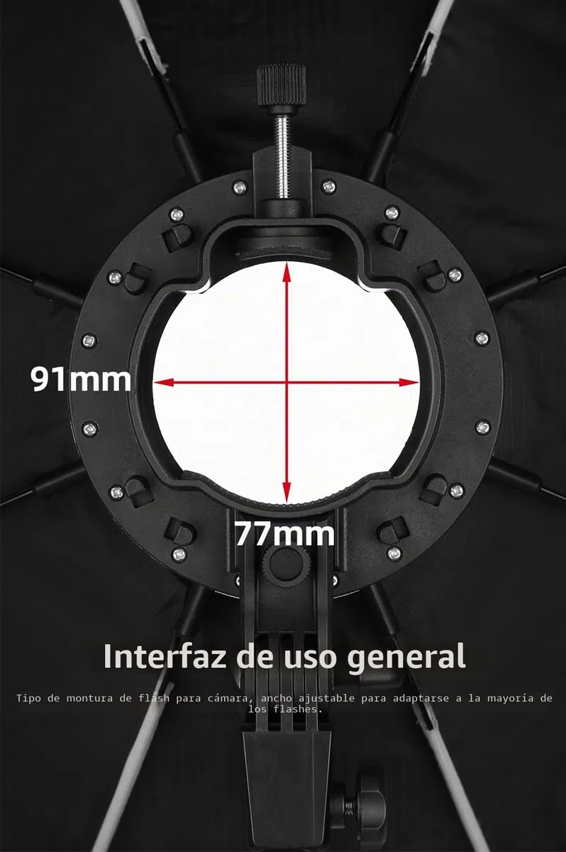 KX65 - Reflector de softbox Octagon portátil de 25,6 pulgadas con rejilla de panal compatible con Godox V1 AD200 AD200Pro AD100PRO Round Head Speedlight
