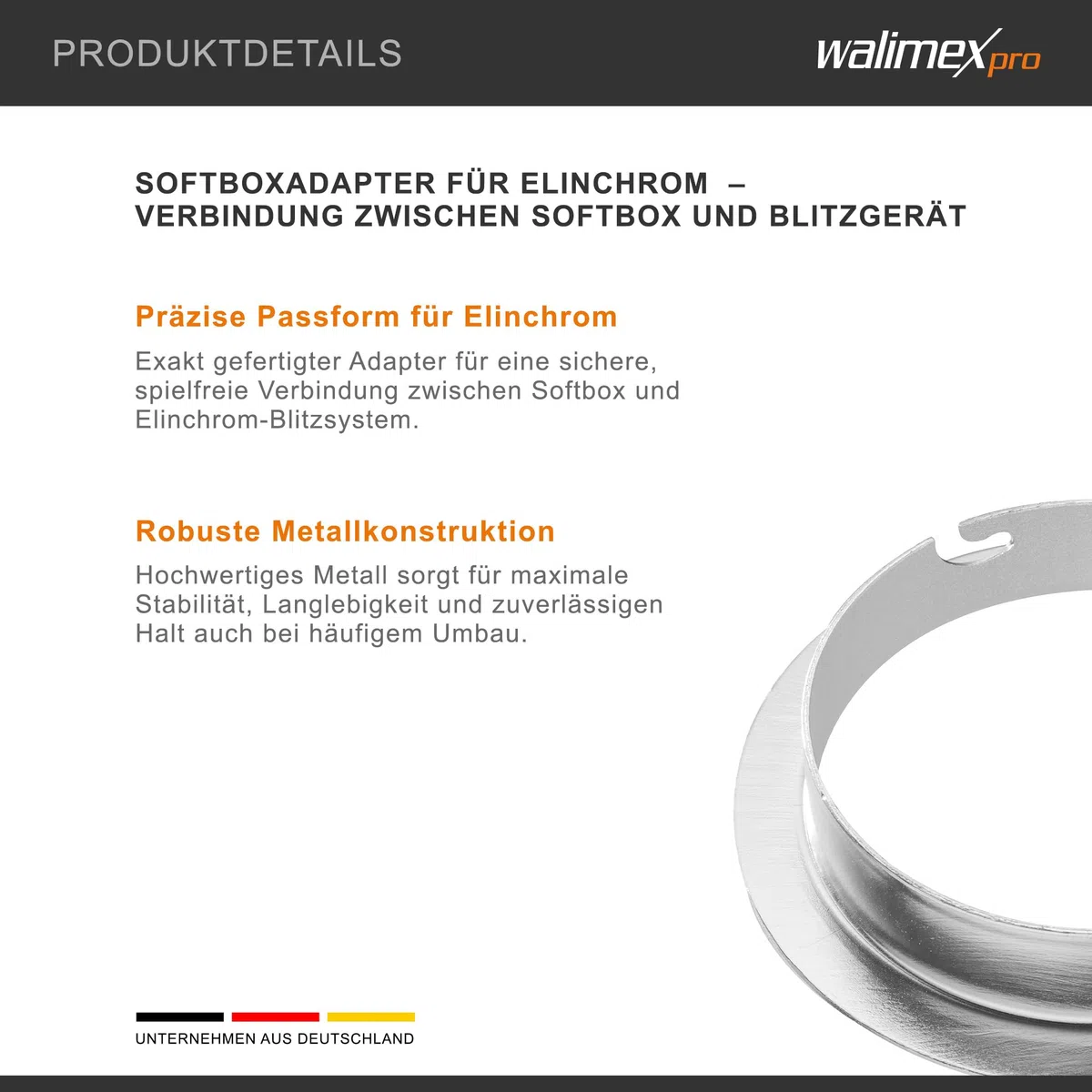 Walimex 12713 - Adaptador de softbox para Elinchrom (diámetro Exterior de 15.2 cm)