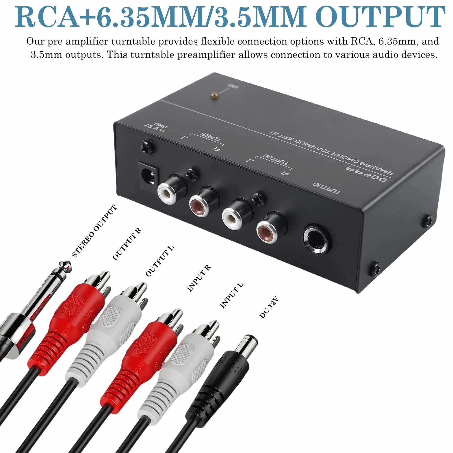 Preamplificador Phono, Preamplificador Phono, Preamplificador estéreo electrónico Mm, Entrada Y Salida RCA, Preamplificador de platino, Preamplificador para Platino Vinilo Phono con Fuente de