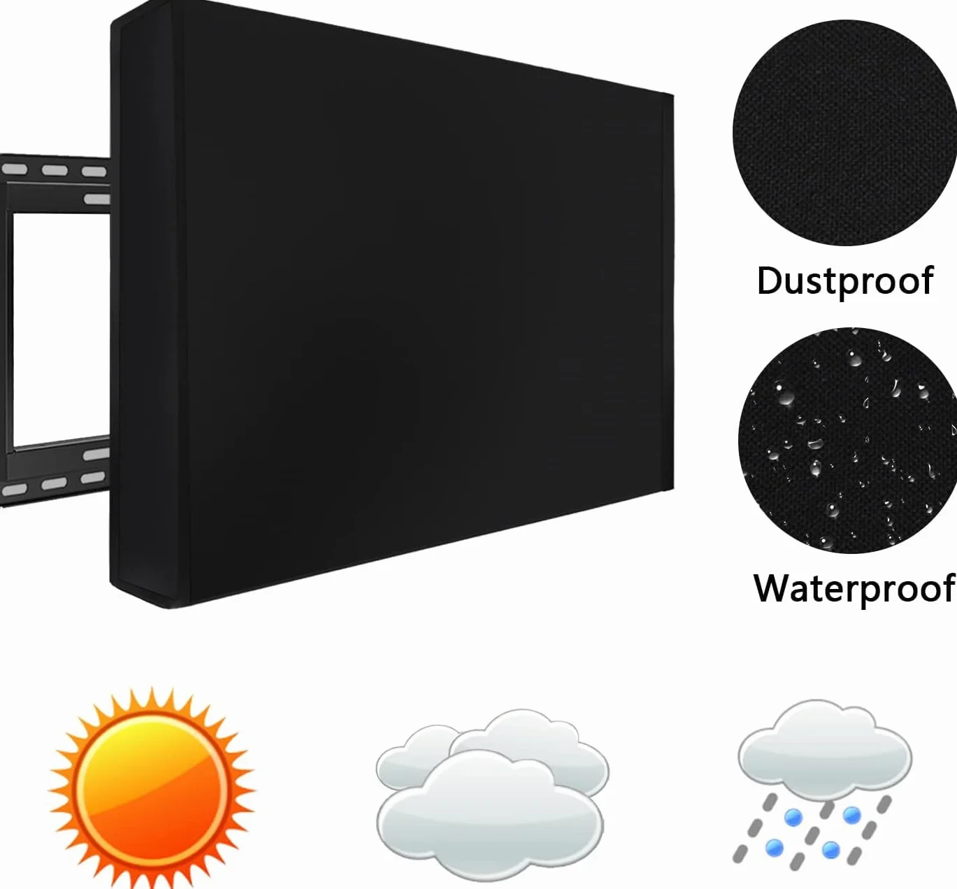 MaxAwe Cubierta de TV de 60" - 63" para exteriores, 58 x 37 x 5 pulgadas (148 x 95 x 14 cm), cubierta de TV para exteriores, resistente a la intemperie, universal, protector de pantalla negro