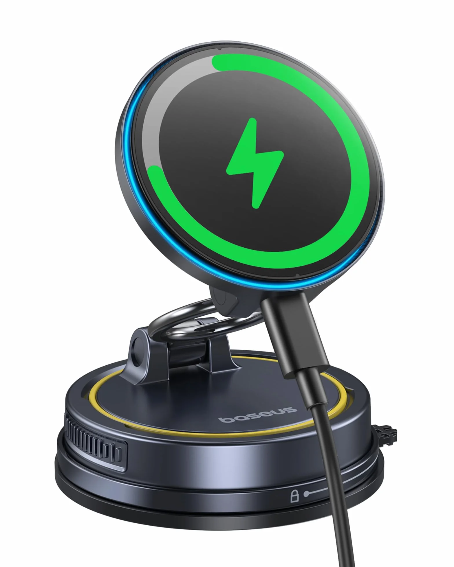 Baseus VC2 Flex Pro 15W Cargador Inalámbrico Coche, Soporte Teléfono Móvil para Coche con Función de Carga, Flexibilidad de 720°, Sujeción Magnética de 35N para iPhone 17-12 Serie, Samsung
