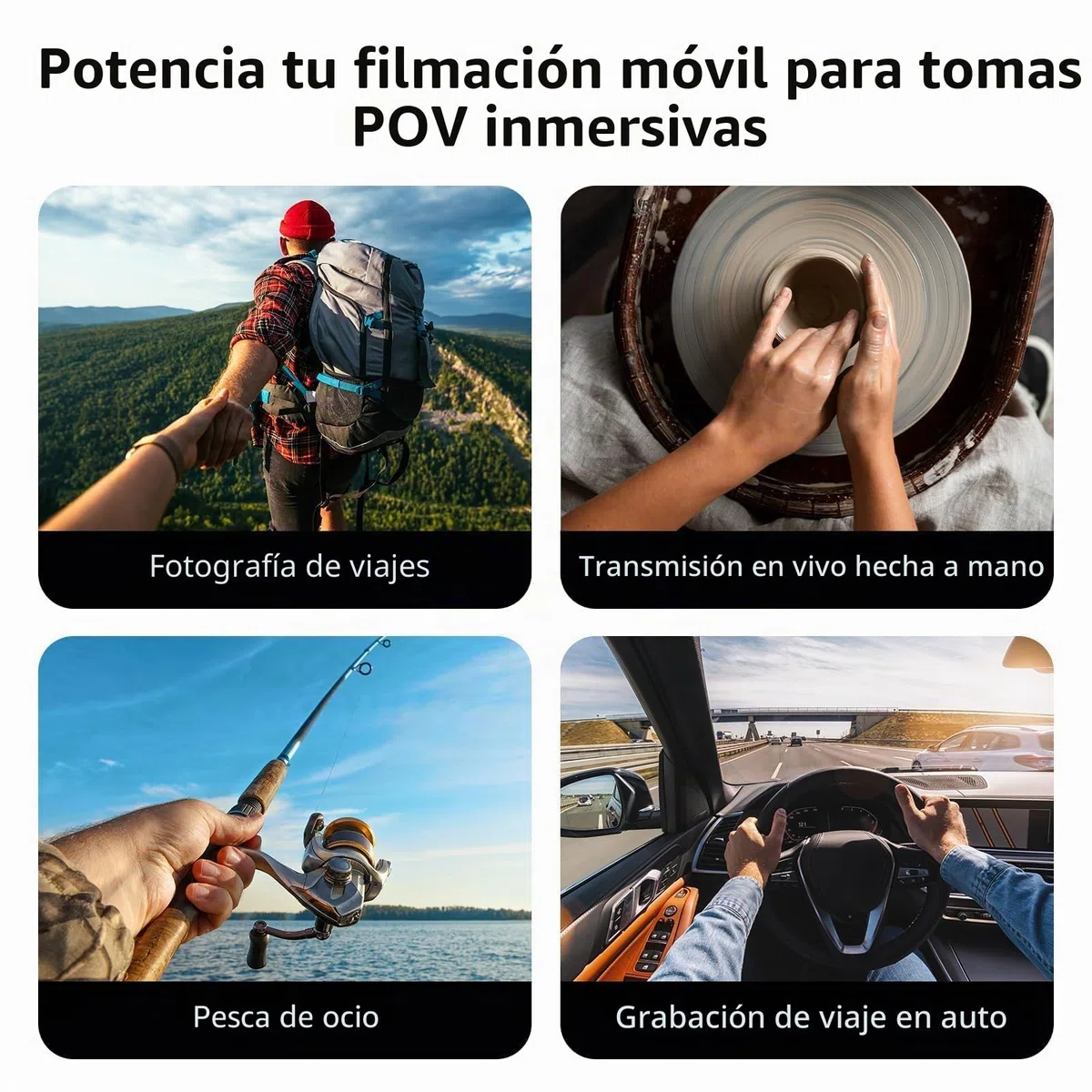 TELESIN POV/Vlog Cunas de Cuello Magnético para Teléfono, Collarín Telefónico Soporte con Manos Libres Soporte de Pecho para Grabación de Vídeo Correa para iPhone 17 16 15 14 13 12 Android (Gris)