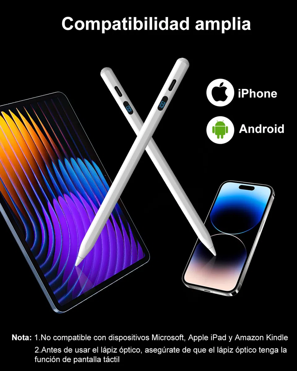 MEKO Lápiz iPad con Pantalla LED de Nivel de Batería, Lápiz Universal para iPad y Samsung/Huawei/Lenovo/Xiaomi, Lápiz Táctil Magnético para iPhone, Android y Dispositivos con Sistema Harmony OS