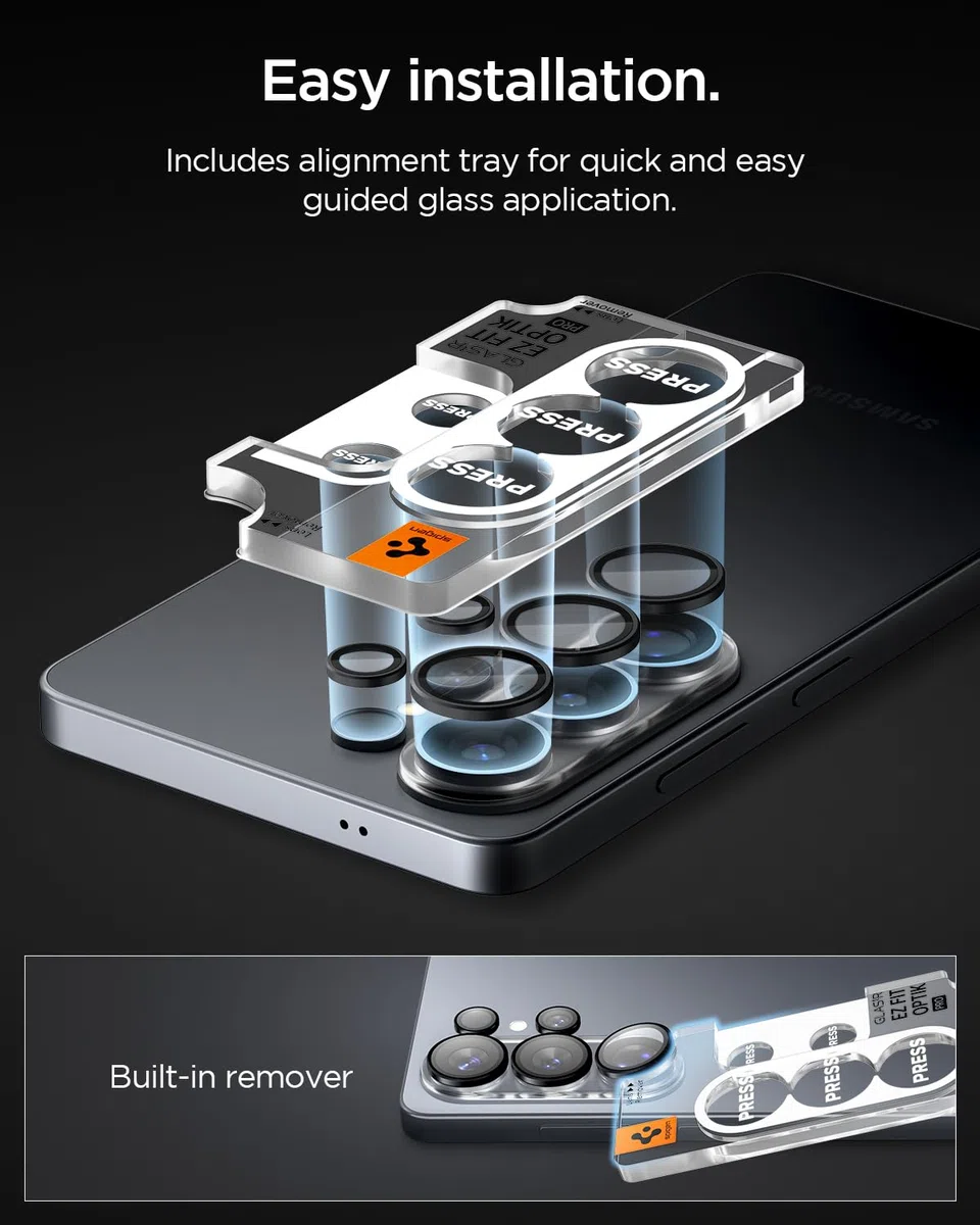 Spigen Glas.tR EZ Fit Optik Pro Protector de Cámara para Samsung Galaxy S26 Ultra, Negro, 2 Unidades, Instalación Fácil, 9H Dureza, Anti-Arañazos