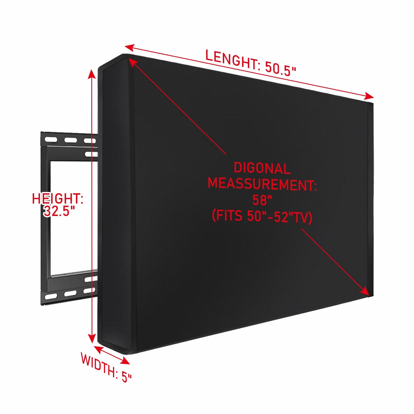 MaxAwe Funda para TV 50-52 pulgadas, exterior, 52 x 33 x 5 pulgadas (132 x 84 x 14 cm), resistente a la intemperie, universal, protector de pantalla negro