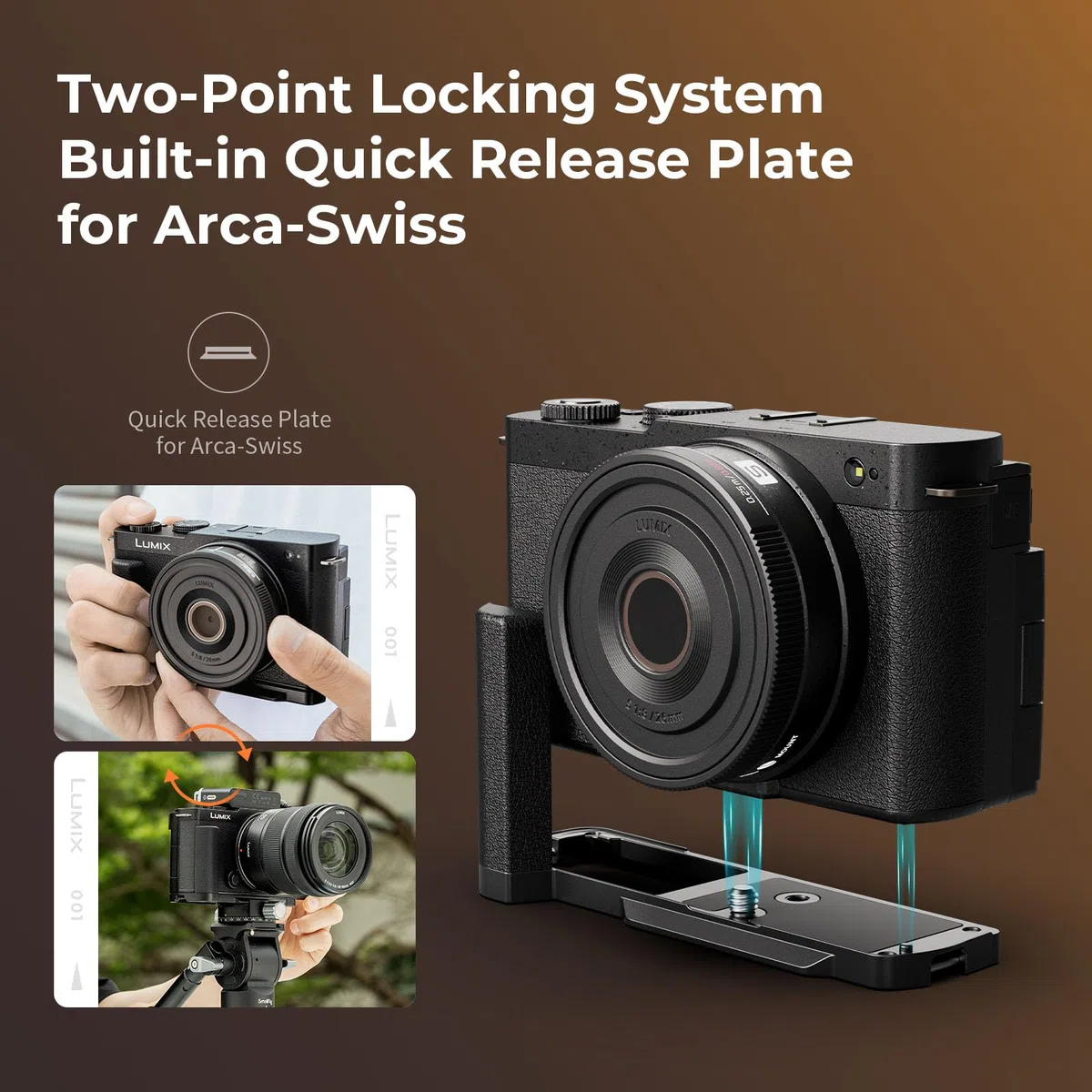 SMALLRIG Mango Forma de L para Panasonic LUMIX S9 con Agarre Ergonómico de Silicona, Placa de Liberación Rápida Incorporada para Arca - 4517