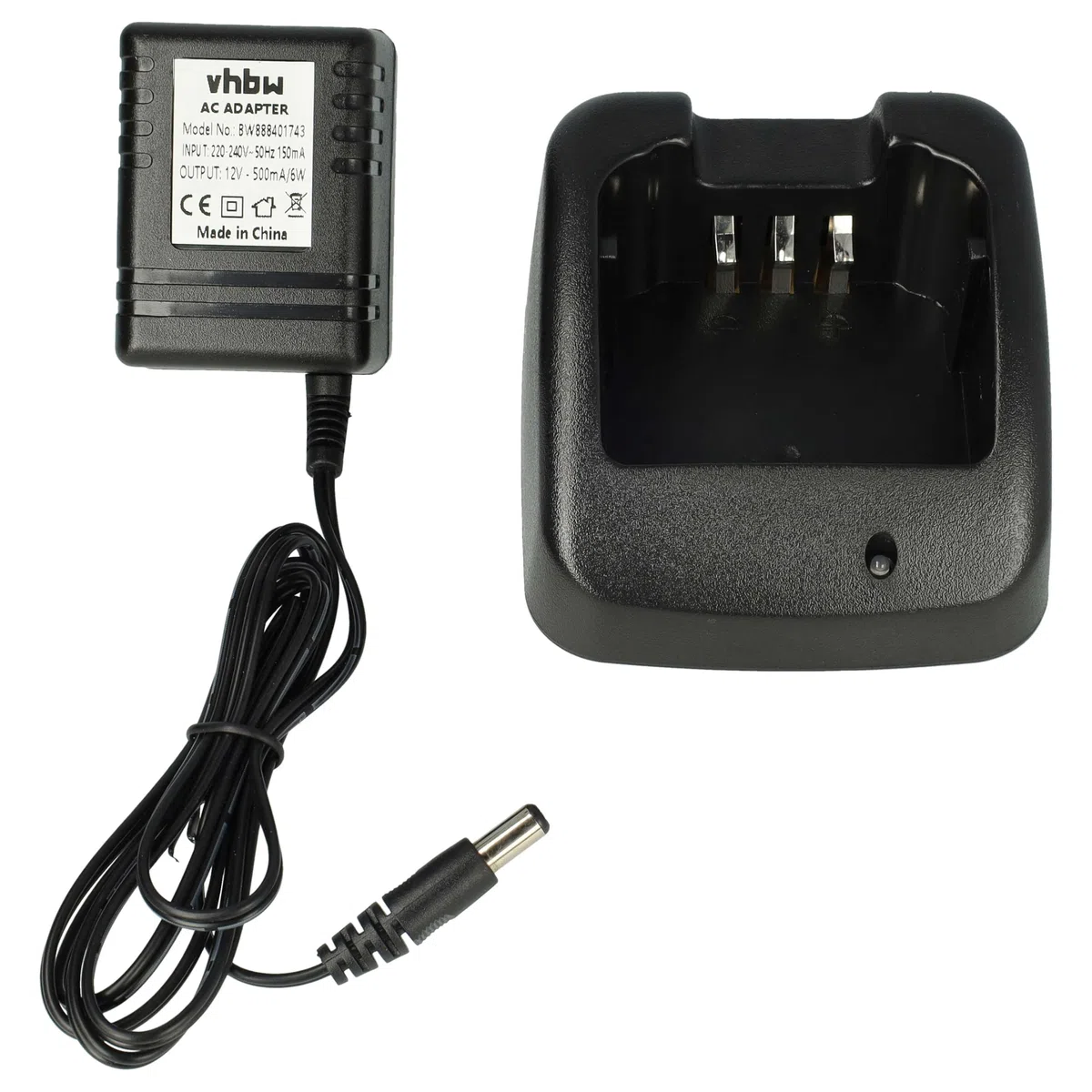 vhbw Cargador Compatible con Icom IC-F3360D, IC-F33GS, IC-F33G, IC-F33 baterías de Radio - Estación de Carga + Fuente de alimentación, 9 V