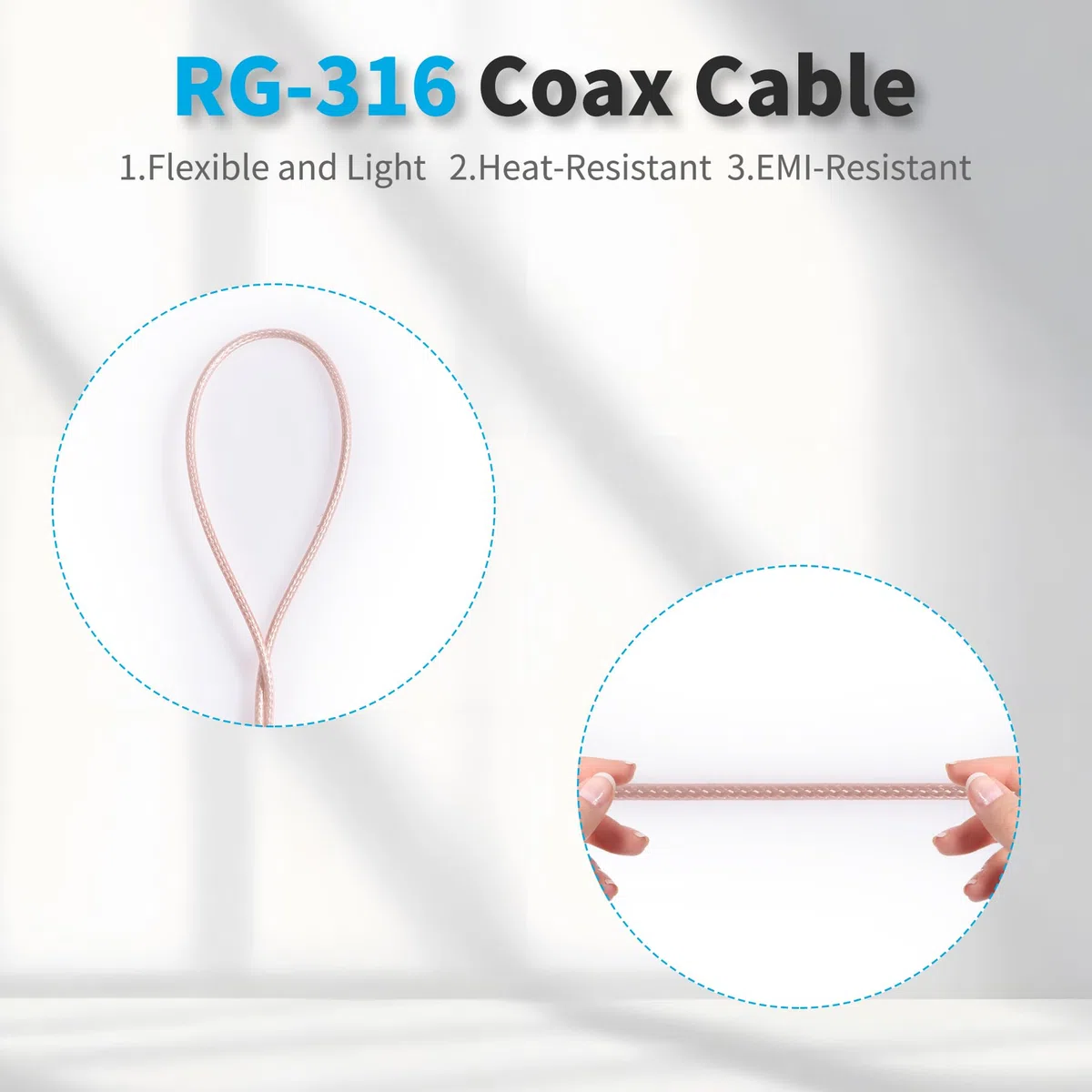 2 cables mono TS macho a BNC macho de 3,5 mm, cable coaxial RG316 de 0,2 m, 50 ohm BNC a 3,5 mm, adaptador TS mono para antenas, radio aficionada
