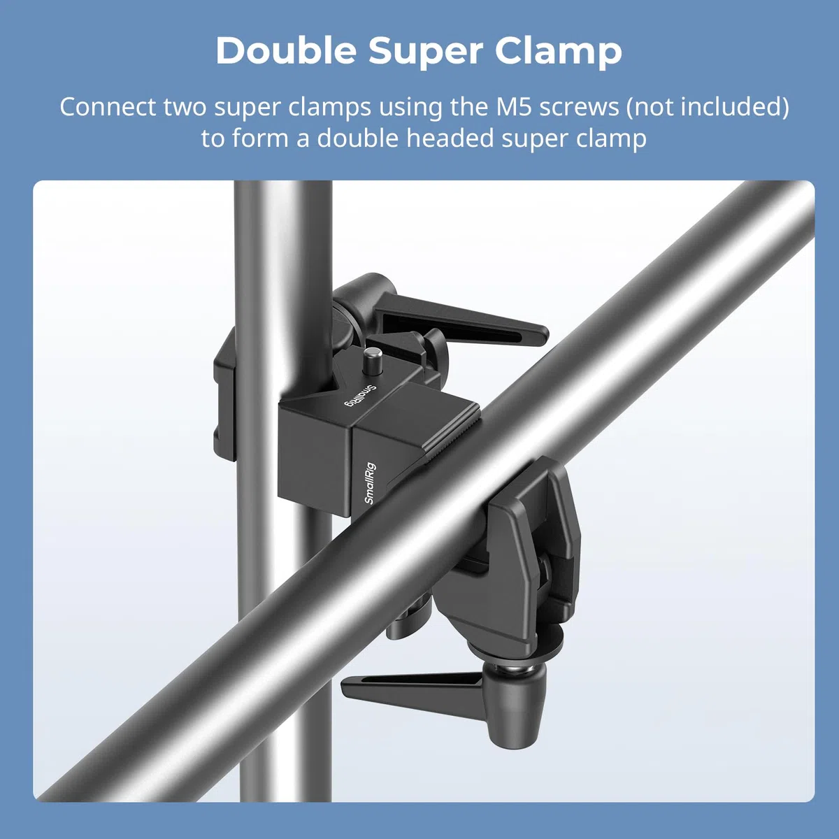 SMALLRIG Kit de Super Pinzas (2 uds) - Carga Máx. 15kg/33lb, con Tornillos 1/4"-20 y 3/8"-16 en Base de 5/8", para Tubos Redondos y Superficies Planas - 5318