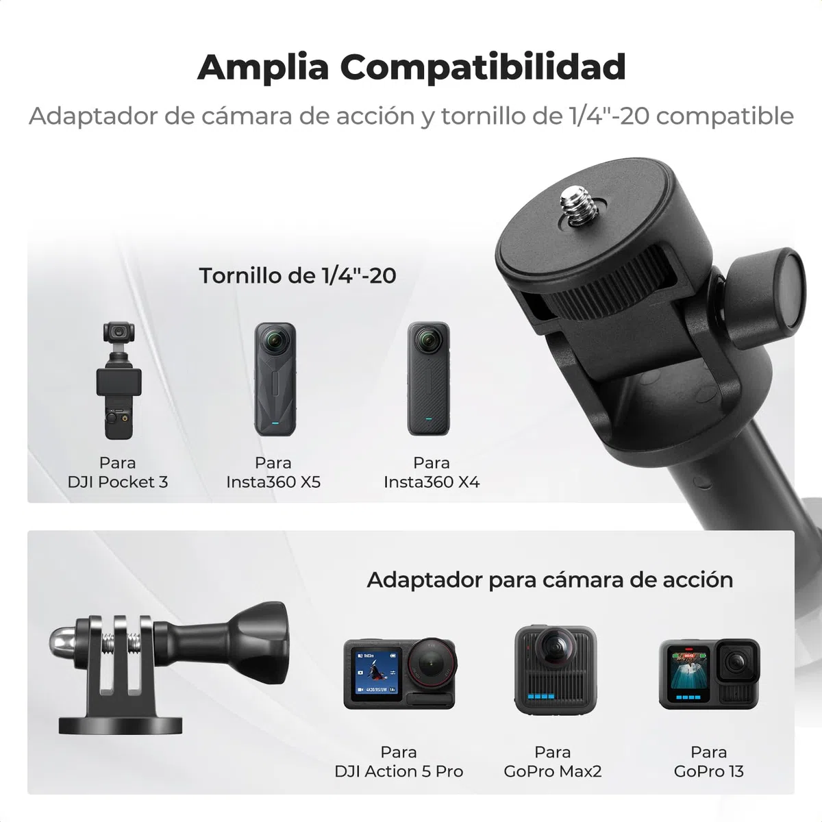 K&F CONCEPT MS24 Trípode Palo Selfie 175 cm Tripode iPhone con Conector de 1/4'' Palo Selfie GoPro, Mando a Distancia Bluetooth Compatible con iPhone/dji OSMO Action 5 Pro/Insta 360 X5/Pocket 4