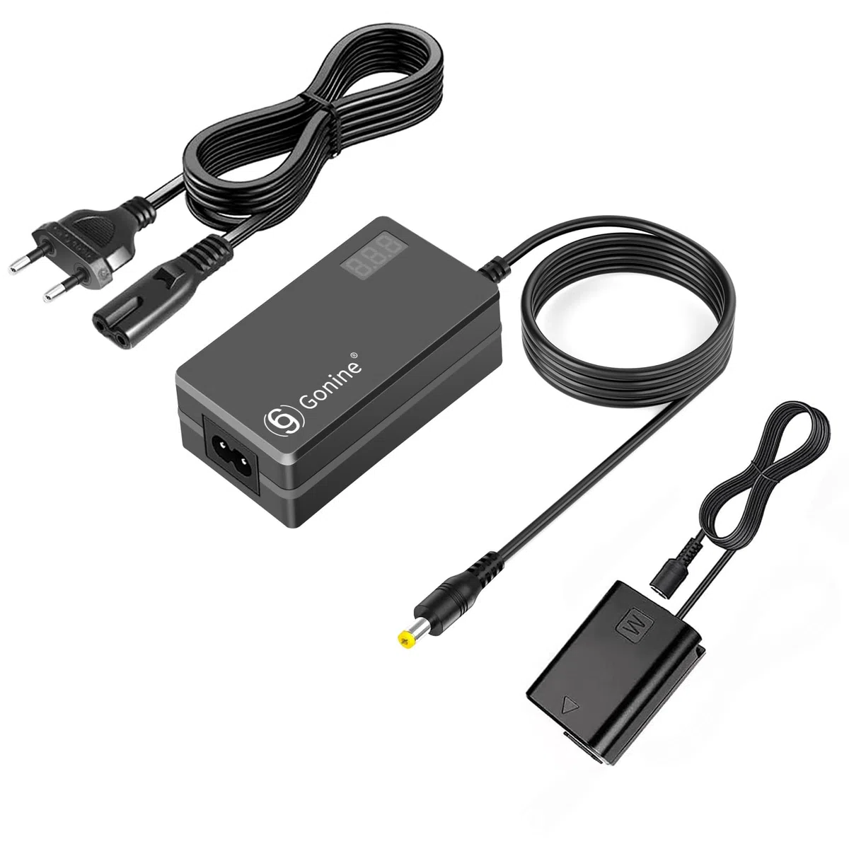 AC-PW20 Adaptador de Corriente con Pantalla LCD NP-FW50 Kit de acoplador de CC de batería simulada para Sony Alpha A6000 A6100 A6300 A6400 A5100 A7 A7RII A7S ZV-E10 RX10II III IV NEX3 / 5/6/7