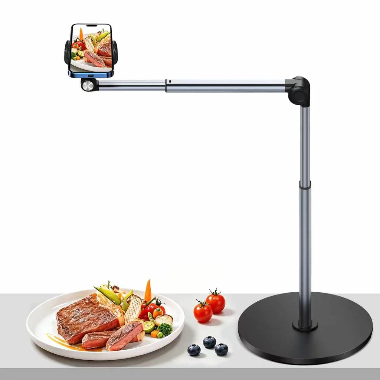 yAyusi Soporte Movil Grabar Video, Ajustable y Plegable Tripode Cenital para Movil Mesa, 30 CM de Largo, Adecuado para Transmisión en Vivo, Pintura y Grabación de Videos de Arte de Uñas (Acortar)