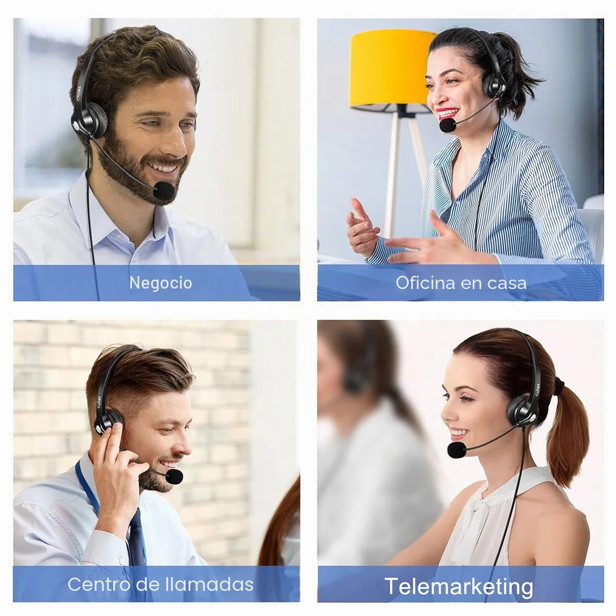 Auriculares Teléfono Fijo RJ9 Mono, Micrófono con Cancelación de Ruido, Cascos Centro de Llamadas para Gigaset DA710 Fanvil X4G X7C Polycom VVX311 Avaya 1408 Mitel Aastra Alcatel-Lucent